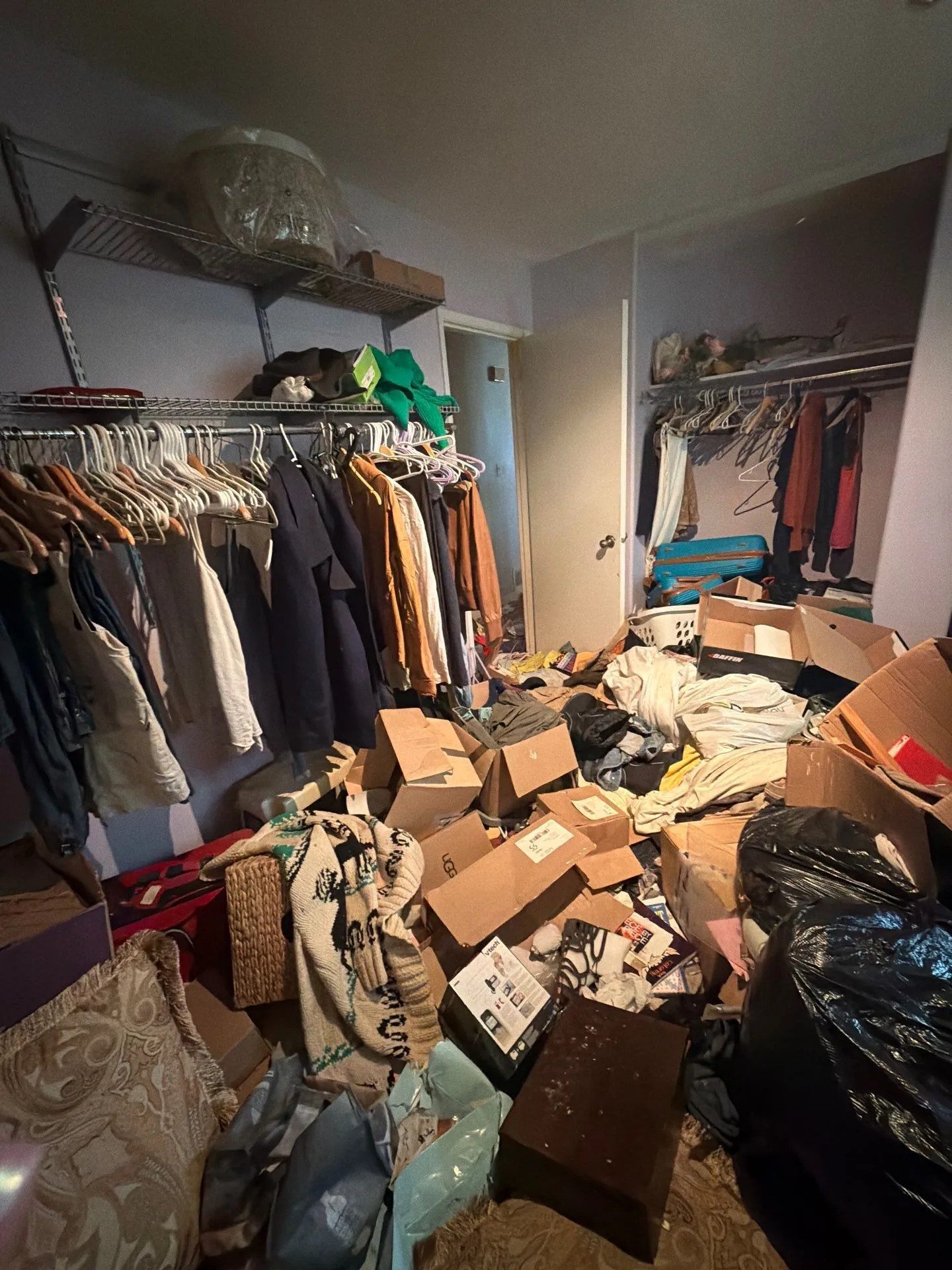 bedroom with hoarded goods